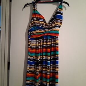 Mlle Gabrielle Striped Multicolor Halter Maxi Dress - Women